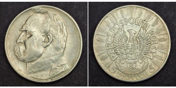 5 Zloty Second Polish Republic (1918 - 1939) Silver Józef Piłsudski