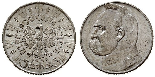 5 Zloty Second Polish Republic (1918 - 1939) Silver Józef Piłsudski