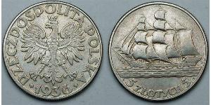 5 Zloty Segunda República Polaca (1918 - 1939)  