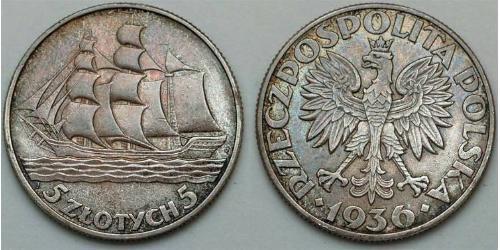 5 Zloty Segunda República Polaca (1918 - 1939)  