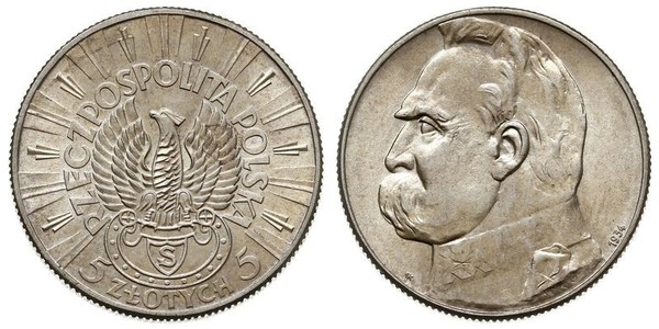 5 Zloty 波兰第二共和国 (1918 - 1939) 銀 约瑟夫·毕苏斯基