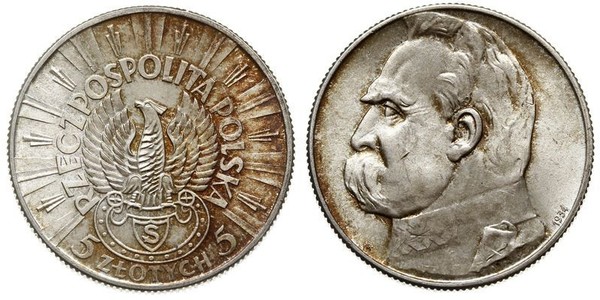 5 Zloty 波兰第二共和国 (1918 - 1939) 銀 约瑟夫·毕苏斯基