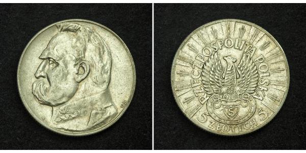 5 Zloty 波兰第二共和国 (1918 - 1939) 銀 约瑟夫·毕苏斯基