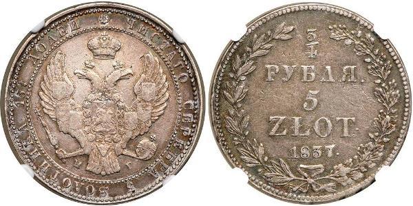 5 Zloty / 3/4 Ruble Russian Empire (1720-1917) Silver Nicholas I of Russia (1796-1855)