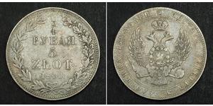 5 Zloty / 3/4 Ruble 俄罗斯帝国 (1721 - 1917) 銀 Nicholas I of Russia (1796-1855)
