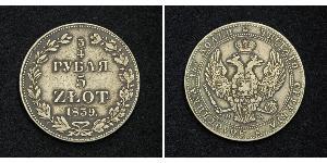 5 Zloty / 3/4 Ruble 俄罗斯帝国 (1721 - 1917) 銀 Nicholas I of Russia (1796-1855)