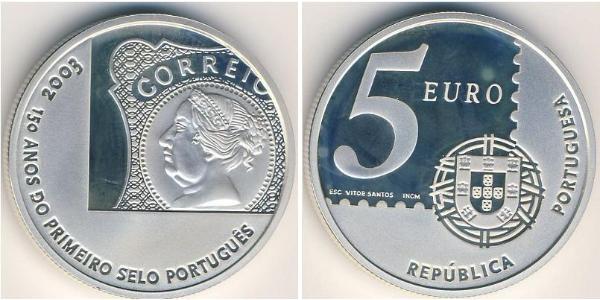 5 Євро Португальська Республіка (1975 - ) Срібло 