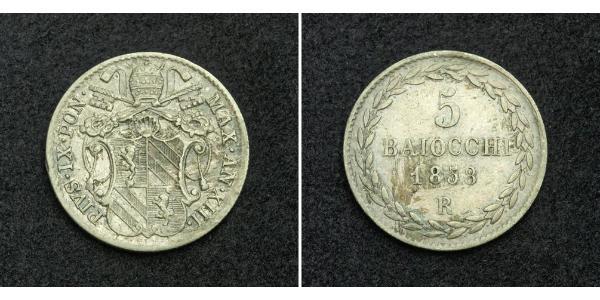 5 Байокко Папська держава (752-1870) Срібло Пій IX (1792- 1878)