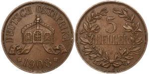 5 Гелер Німецька Східна Африка (1885-1919) Бронза 