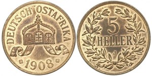 5 Гелер Німецька Східна Африка (1885-1919) Бронза 