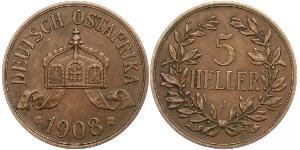 5 Гелер Німецька Східна Африка (1885-1919) Бронза 