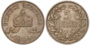 5 Гелер Німецька Східна Африка (1885-1919) Бронза 