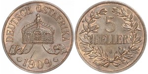 5 Гелер Німецька Східна Африка (1885-1919) Бронза 
