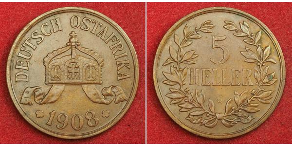 5 Гелер Німецька Східна Африка (1885-1919) Бронза 