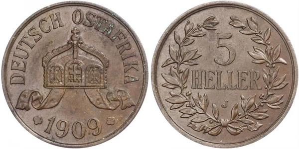 5 Гелер Німецька Східна Африка (1885-1919) Бронза 