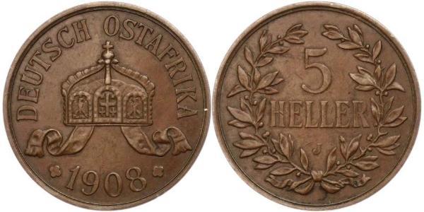 5 Геллер Германская Восточная Африка (1885-1919) Бронза 