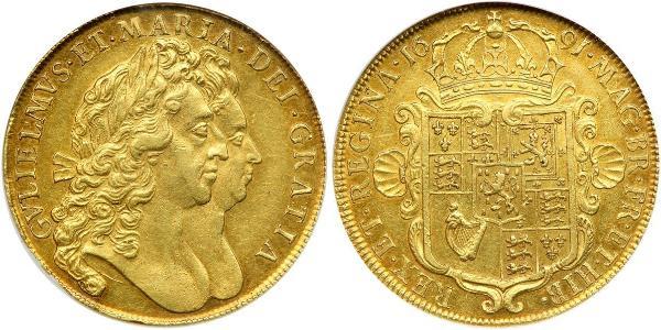5 Гинея Королевство Англия (927-1649,1660-1707) Золото Вильгельм III (1650-1702)