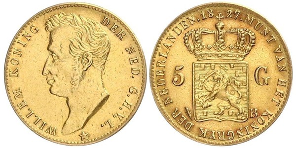 5 Гульден Нидерланды Золото William I of the Netherlands (1772 - 1843)