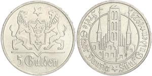 5 Гульден Gdansk (1920-1939) Серебро 