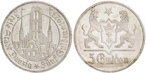 5 Гульден Gdansk (1920-1939) Срібло 