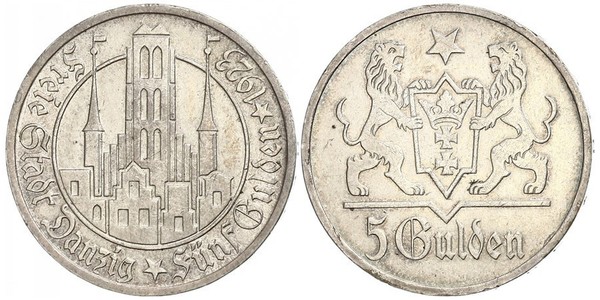 5 Гульден Gdansk (1920-1939) Срібло 