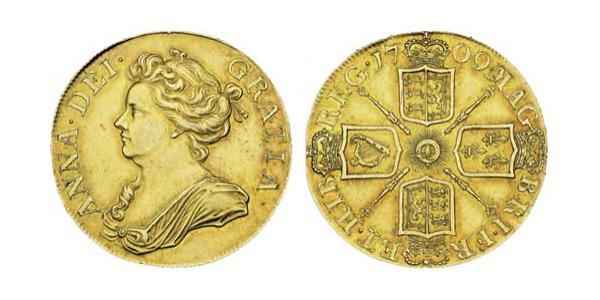 5 Гінея Королівство Англія (927-1649,1660-1707) Золото Анна Стюарт(1665-1714)