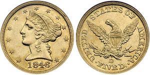 5 Долар США (1776 - ) Золото 