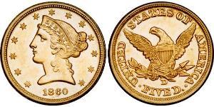 5 Долар США (1776 - ) Золото 