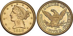 5 Долар США (1776 - ) Золото 