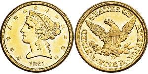 5 Долар США (1776 - ) Золото 