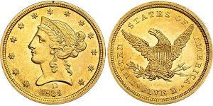 5 Долар США (1776 - ) Золото 