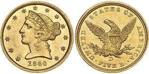 5 Долар США (1776 - ) Золото 