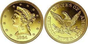 5 Долар США (1776 - ) Золото 
