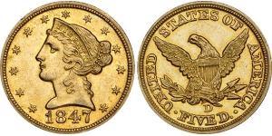 5 Долар США (1776 - ) Золото 