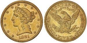 5 Долар США (1776 - ) Золото 