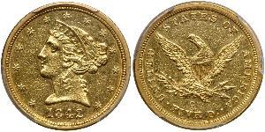 5 Долар США (1776 - ) Золото 