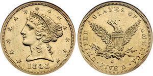 5 Долар США (1776 - ) Золото 
