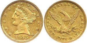 5 Долар США (1776 - ) Золото 