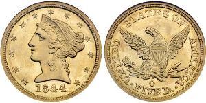 5 Долар США (1776 - ) Золото 