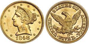 5 Долар США (1776 - ) Золото 