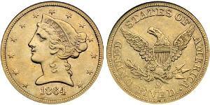 5 Долар США (1776 - ) Золото 