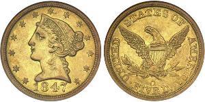 5 Долар США (1776 - ) Золото 