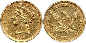 5 Долар США (1776 - ) Золото 