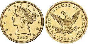 5 Долар США (1776 - ) Золото 