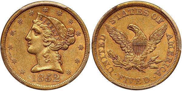 5 Долар США (1776 - ) Золото 