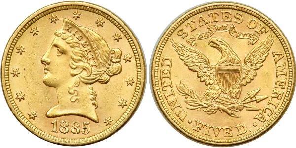 5 Долар США (1776 - ) Золото 
