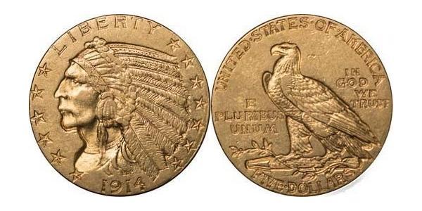 5 Долар США (1776 - ) Золото 