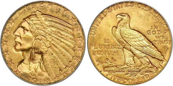 5 Долар США (1776 - ) Золото 