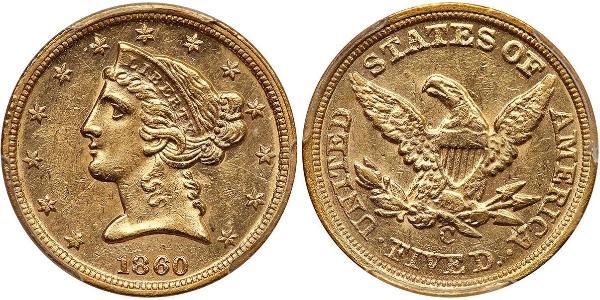 5 Долар США (1776 - ) Золото 
