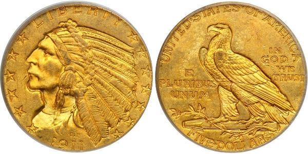 5 Долар США (1776 - ) Золото 